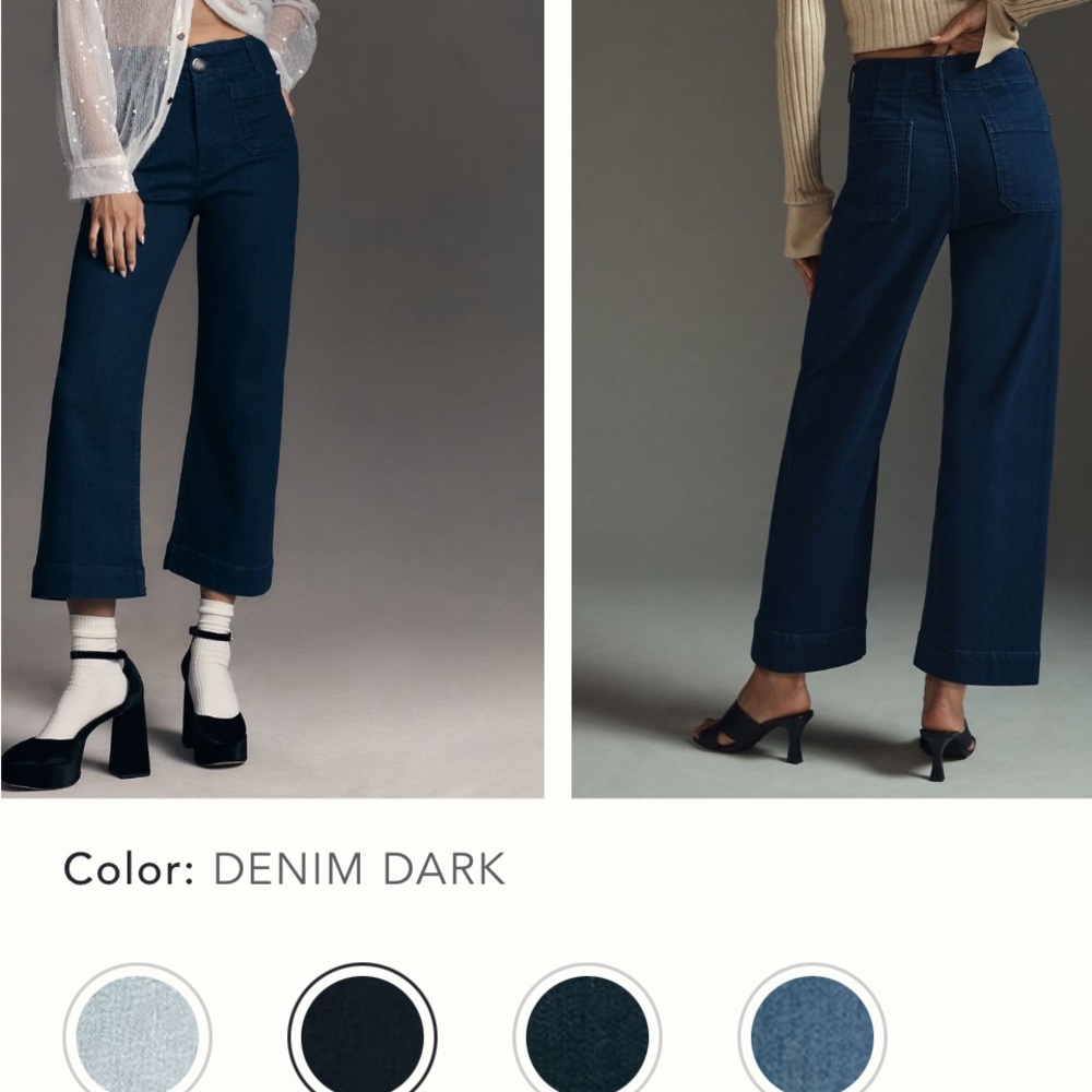Anthropologie! Maeve Collette Blue Ankle Cropped Jeans with High Waist 24